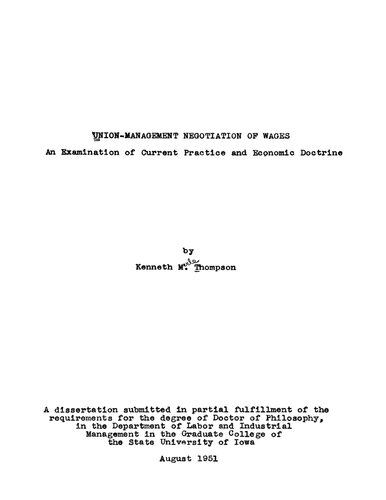 Union-Management Negotiations of Wages: An Examination of Current Practice and Economic Doctrine