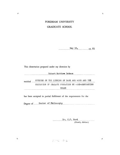 Studies on the Lignins of Bark and Wood and the Mechanism of Oxolate Formation by Wood-Destroying Molds