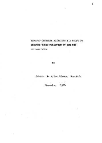 Meningo-Cerebral Adhesions: A Study to Prevent Their Formation by the Use of Cortisone