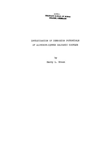 Investigation of Corrosion Potentials of Aluminum-Copper Galvanic Couples