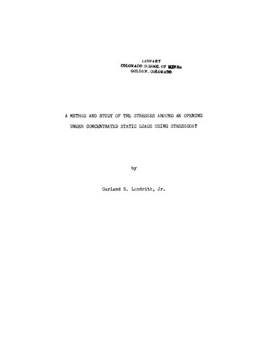 A Method and Study of the Stresses Around an Opening Under Concentrated Static Loads Using Stresscoat