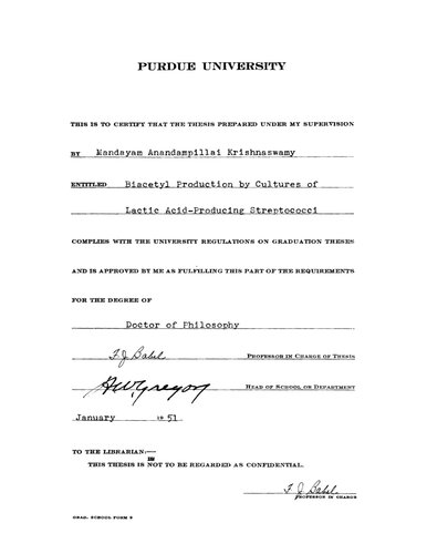 Biacetyl Production by Cultures of Lactic Acid-Producing Streptococci