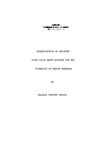 Beneficiation of Taconite Using Rosin Amine Acetate for the Flotation of Gangue Minerals