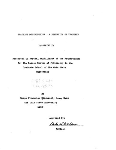 PRACTICE DISTRIBUTION: A DIMENSION OF TRANSFER