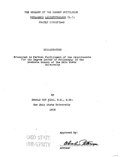 THE ECOLOGY OF THE MEADOW SPITTLEBUG, PHILAENUS LEUCOPHTHALMUS (L.); FAMILY CERCOPIDAE