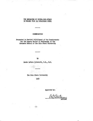 THE MECHANISM OF KNIFE-LINE ATTACK IN WELDED TYPE 347 STAINLESS STEEL
