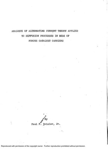 ANALOGUE OF ALTERNATING CURRENT THEORY APPLIED TO DIFFUSION PROCESSES IN BEDS OF POROUS CATALYST CARRIERS
