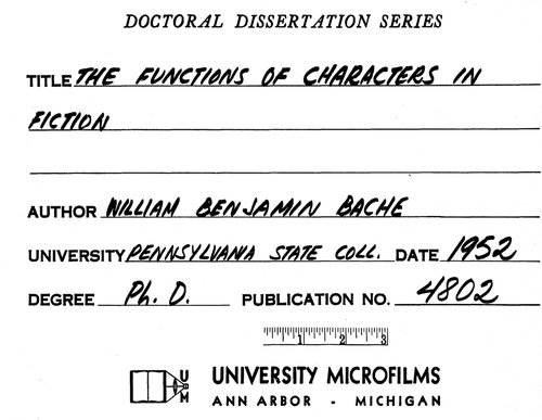 THE FUNCTIONS OF CHARACTERS IN FICTION