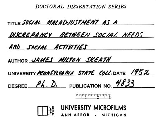 SOCIAL MALADJUSTMENT AS A DISCREPANCY BETWEEN SOCIAL NEEDS AND SOCIAL ACTIVITIES