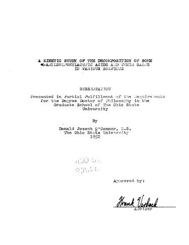 A KINETIC STUDY OF THE DECOMPOSITION OF SOME ALPHA-ARYLSULFONYLACETIC ACIDS AND THEIR SALTS IN VARIOUS SOLVENTS