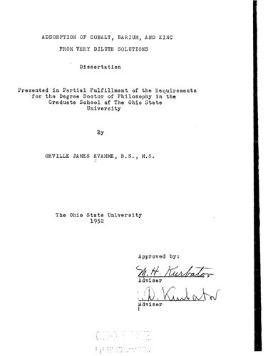 ADSORPTION OF COBALT, BARIUM, AND ZINC FROM VERY DILUTE SOLUTIONS