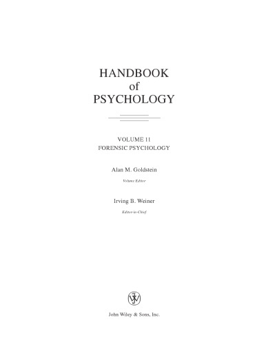 Handbook of Psychology, Forensic Phsycology