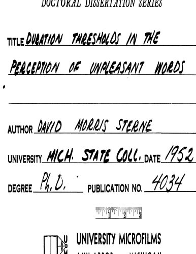 DURATION THRESHOLDS IN THE PERCEPTION OF UNPLEASANT WORDS