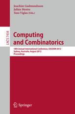 Computing and Combinatorics: 18th Annual International Conference, COCOON 2012, Sydney, Australia, August 20-22, 2012. Proceedings