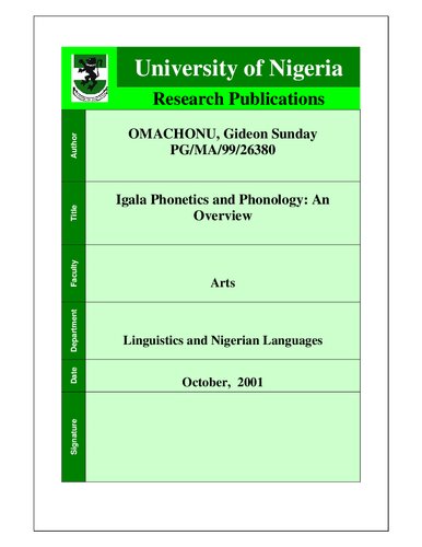 Igala Phonetics and Phonology: An Overview