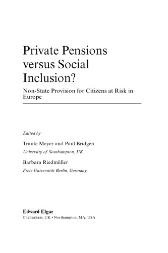 Private Pensions Versus Social Inclusion??: Non-State Provision for Citizens at Risk in Europe