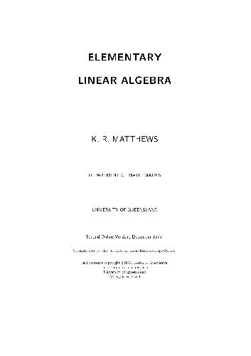 Elementary Linear Algebra