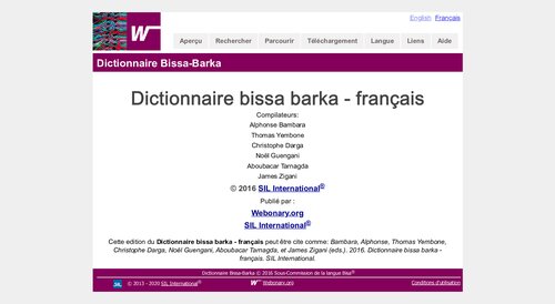 Dictionnaire bissa barka - français