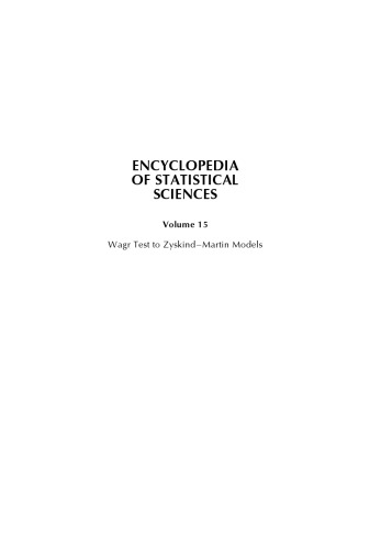 Encyclopedia of Statistical Sciences