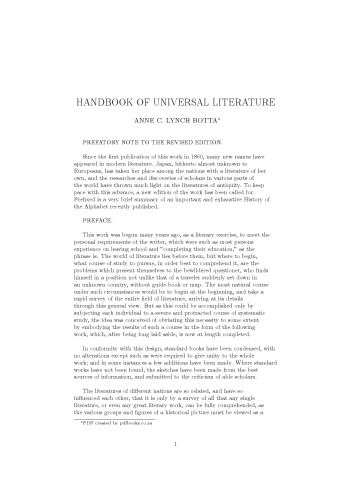 Handbook of Universal Literature. From the best and latest authorities. New edition, revised and brought down to 1885