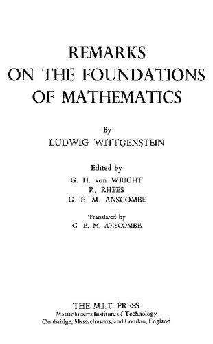 Remarks on the Foundations of Mathematics (Bilingual: English and German edition)