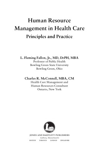 Human resource management in health care: principles and practice