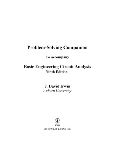 Basic Engineering Circuit Analysis, Problem Solving Companion