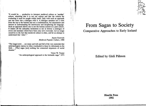 From sagas to society : comparative approaches to early Iceland