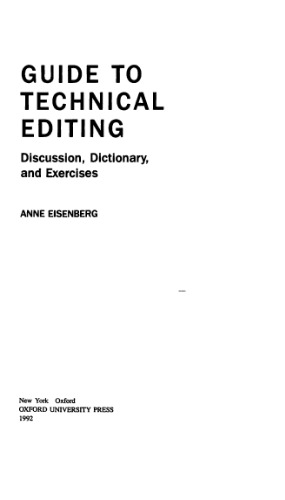 Guide to technical editing: Discussion, dictionary, and exercise