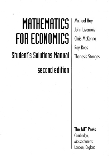 Student Solutions Manual for Mathematics for Economics - 2nd Edition