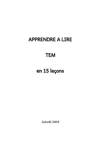 Apprendre a lire tem en 15 leçons