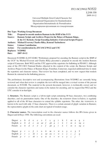 Proposal to encode modern Bamum in the BMP of the UCS