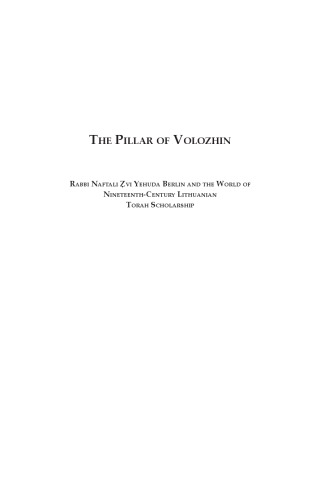 The pillar of Volozhin Rabbi Naftali Zevi Yehuda Berlin and the world of nineteenth-century Lithuanian Torah scholarship