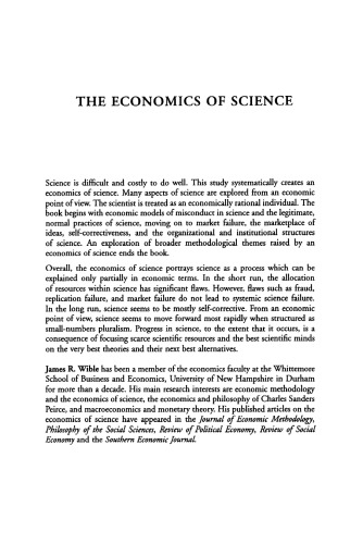 The Economics of Science Methodology and Epistemology as if Economics Really Mattered