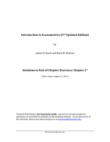 Introduction to Econometrics:Solutions to End-of-Chapter Exercises