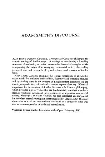 Adam Smith's discourse: canonicity, commerce and conscience