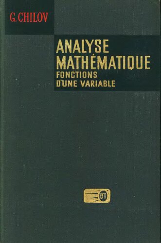 Analyse mathématique, fonctions d'une variable t.1