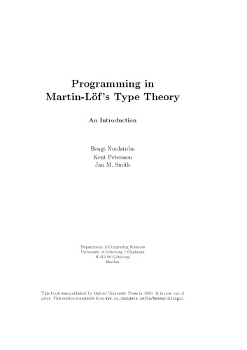 Programming in Martin-Löf's Type Theory: An Introduction