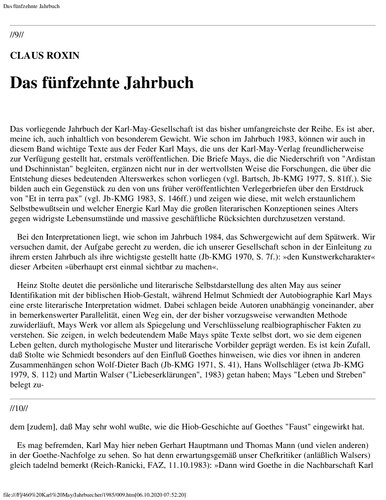 Jahrbuch der Karl-May-Gesellschaft 1985