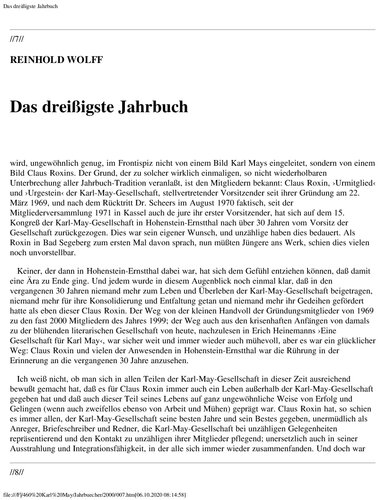 Jahrbuch der Karl-May-Gesellschaft 2000