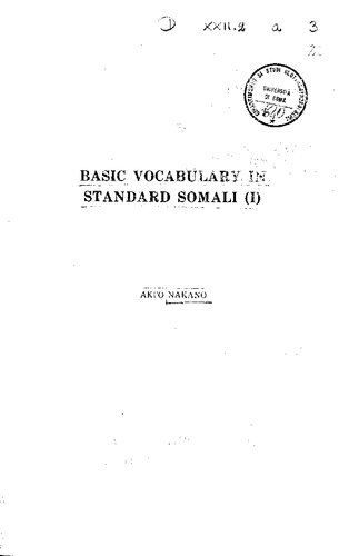 Basic vocabulary in Standard Somali (I)