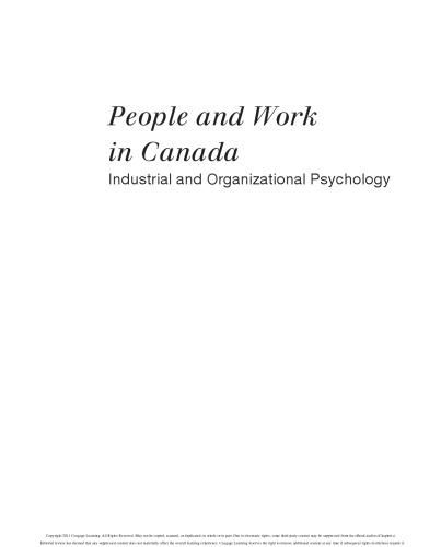 People and work in Canada: industrial and organizational psychology