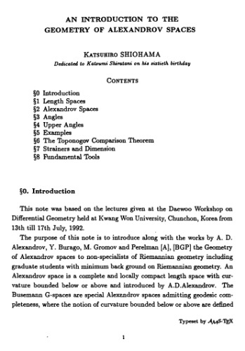 An introduction to the geometry of Alexandrov spaces