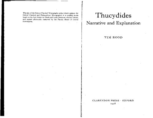 Thucydides: Narrative and Explanation