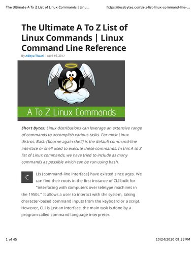 BASH SCRIPT  Linux Command Line Reference