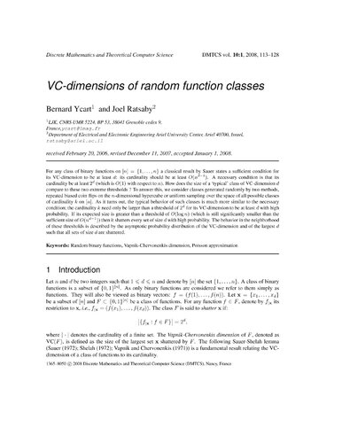 VC-dimensions of random function classes