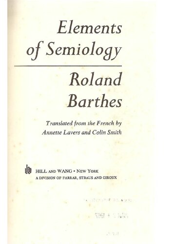 Elements of Semiology