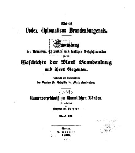 Riedel's Codex Diplomaticus Brandenburgensis. Namenverzeichniß