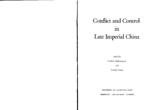 Conflict and Control in Late Imperial China