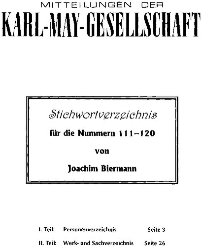 Stichwortverzeichnis für die Nummern 111-120 der Mitteilungen der KMG